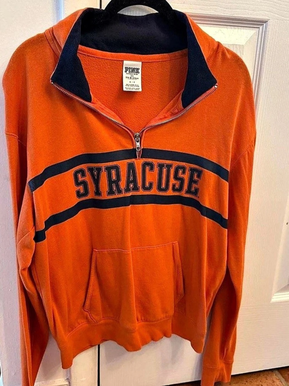 PINK Syracuse Half-Zip Hoodie Orange Small